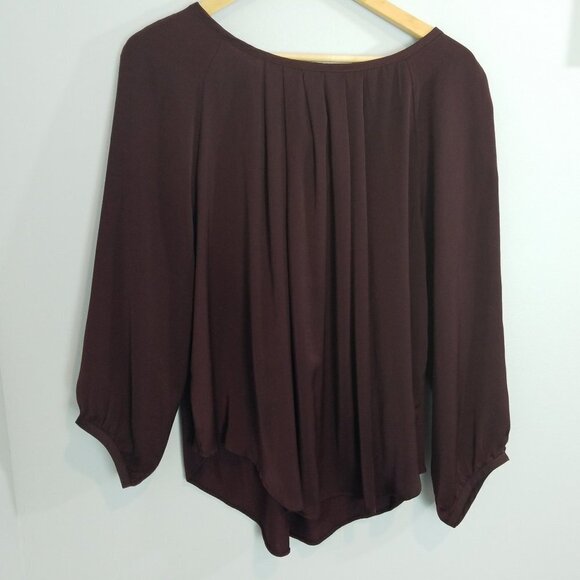 LOFT burgundy red blouse Ties in back Large - Picture 1 of 5